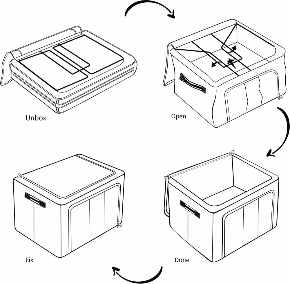 Rectangular Foldable Clothes Storage Box, 66 Litre