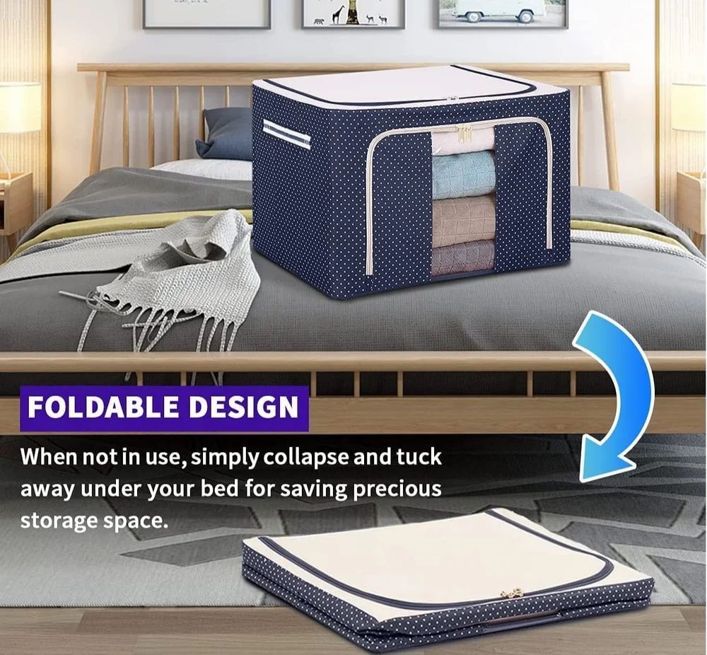Rectangular Foldable Clothes Storage Box, 66 Litre