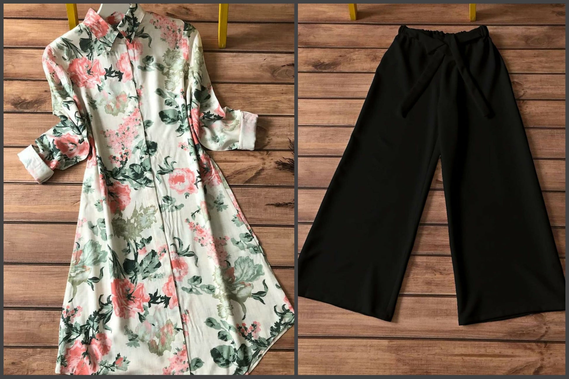 Kurti Fabric Reyon + Black Plazzo Imported stretchable (Lycra)