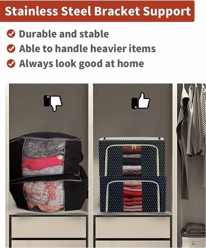 Rectangular Foldable Clothes Storage Box, 66 Litre