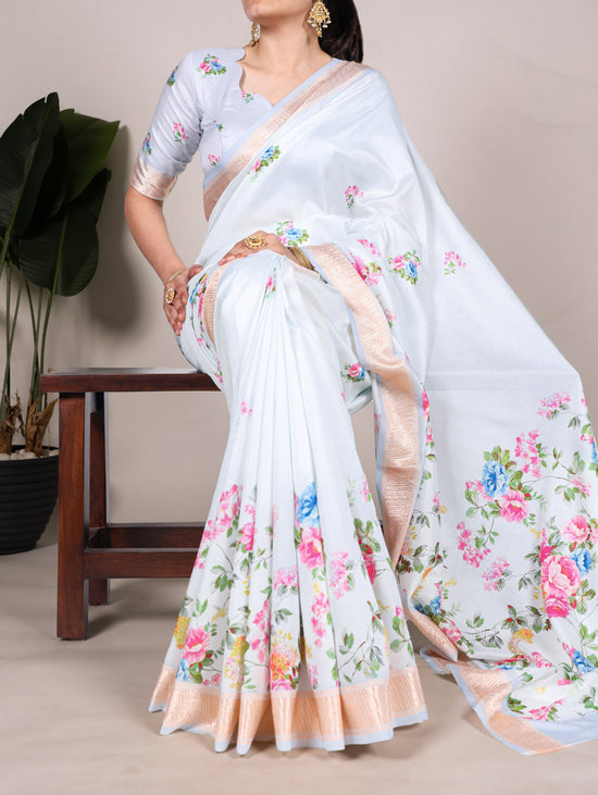 Party Wear Saree - Tasar Silk Saree With Viscose Border