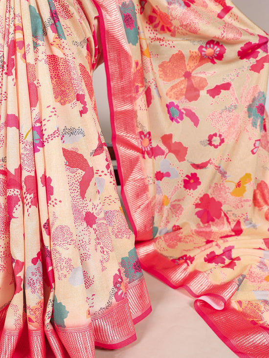 Party Wear Saree - Tasar Silk Saree With Viscose Border